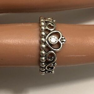 Pandora Sterling Silver Princess Crown Tiara Stacking   Ring ALE Sz 7  Vintage